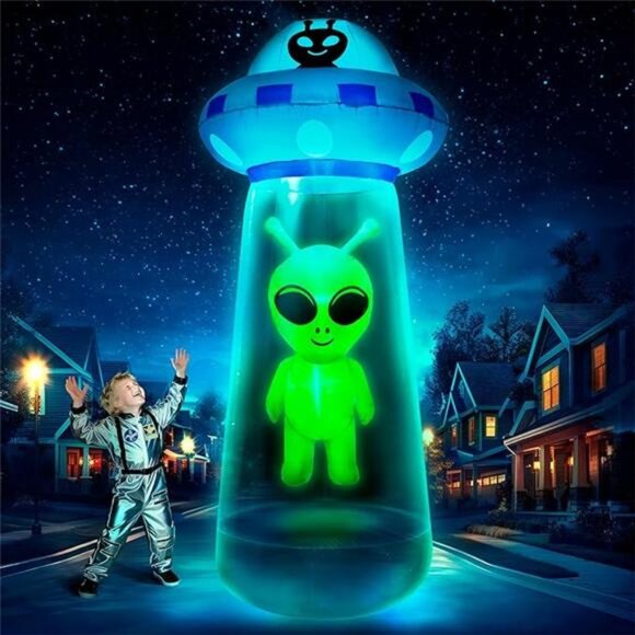 New 9.5Ft Towering Halloween Inflatables Decorations Outdoor UFO Alien, Huge - Picture 7 of 7